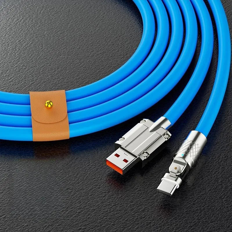 120W USB Type C Cable 180° Rotating 6A Cable Fast Charging Data Cable for Huawei Samsung Xiaomi Ipad Data Line PD USB to Type C
