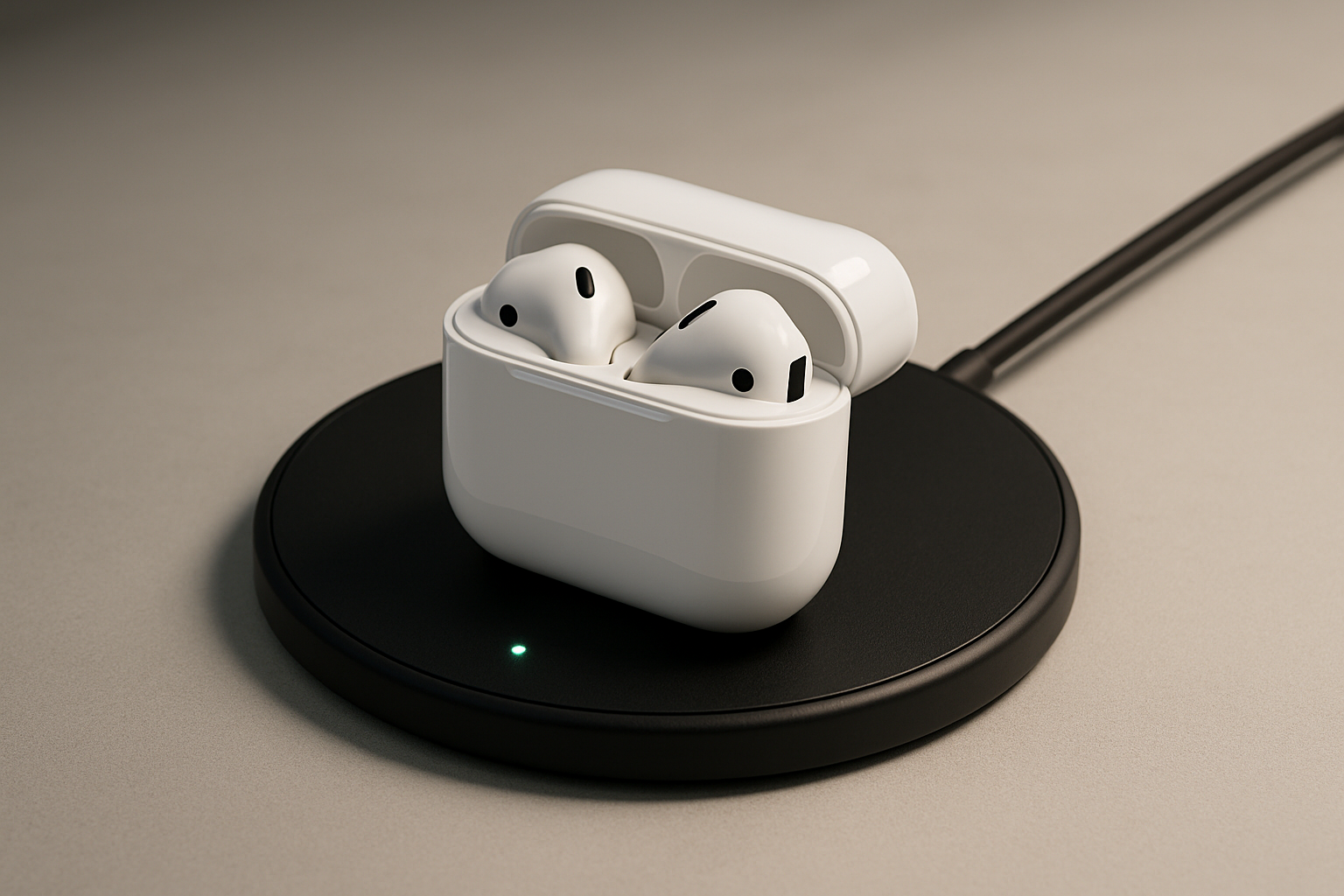 airpodds in case on a wireless charger